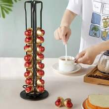 360° Rotating Coffee Capsule Storage Rack, Elegant Rotating Capsule Carousel Organizer, Suitable For Home And Luxury Kitchen, Professional Barista Workstation Countertop Storage Rack, Space-Saving Espresso Capsule Storage Display Rack, Compatible With Standard Coffee Capsules - Black - View 8
