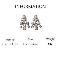 1 Pair Luxury Vintage Exaggerated Geometric Full Rhinestone Multi-Layer Patchwork Pendant Earrings, Fashionable Elegant Cool Elegant Versatile For Women - Fashion Patchwork Pendant Earrings - View 8