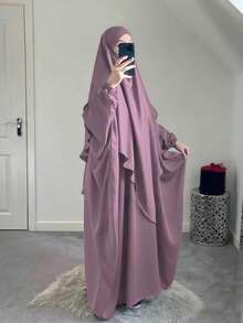 2件組 Khimar 希賈布祈禱面紗 + Abaya 長袍，寬鬆舒適的穆斯林女裝，適合日常穿著與祈禱，四季皆宜 - 彩色 - 查看 15