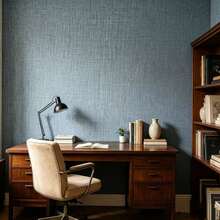 1 Roll Blue Linen Texture Wallpaper, Self-Adhesive Removable Wall Sticker, Suitable For Bedroom, Dining Room, Kitchen Cabinets And Other Wall Surfaces, Removable, Suitable For Countertops, Furniture Renovation, Wall Decoration - Blue Plain Fabric Texture - View 3