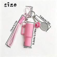 This Is A Set Of Cup-Shaped And Tennis Racket-Shaped Keychains, Part Of The Fashion Sports Series. They Are Multi-Functional Key Rings, Suitable For Storing Lipstick And Other Small Items - Multicolor - View 7