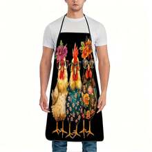 1pc Playful Floral Decor Chicken Pattern Apron, Suitable For Home Kitchen, Housework And Gift Giving - Multicolor - View 5
