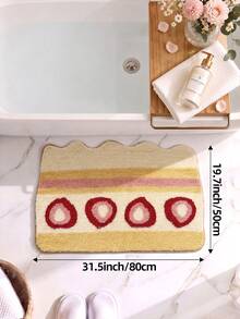 1pc Bathroom Floor Mat Carpet, Flocked Soft Touch, Cake Pattern, TPR Non-Slip Backing, Suitable For Kitchen, Outdoor, Indoor, Hallway, Bedroom, Living Room, Bedside, Machine Washable Easy To Clean, Autumn Bathroom Decor Rug - Multicolor - View 14