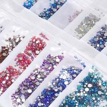 80+ Colors Silver Base Non-Hotfix Mixed Size SS3-SS20 1440pcs High Quality Handmade Rhinestones, Suitable For Wedding Dress Accessories And Other Applications - Silver Base, Mixed Sizes - View 4