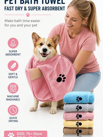 1/2/4 Peças Toalhas Ultra Macias e Absorventes para Animais de Estimação, Adequadas para Gatos e Cães, Fornecendo uma Solução de Higiene Suave e Elegante para Seus Amigos Peludos