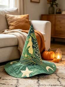 Vintage Handmade Quilted Frog Witch Hat, Halloween Costume Accessory, Suitable For Theme Parties And Holiday Gifts - Multicolor - View 4