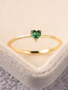 ESBERRY 1pc Emerald Ring, Women's Eternal Ring, Luxurious & Exquisite Jewelry Gift - Gold - View 3