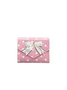 Y2K Powder Polka Dot Purse, Fashion PU Small Wallet, Polka Dot Multi-Card Card Bag,Kawaii Style Card Holder, ID Document Storage Bag - Multicolor - View 13