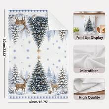 2PCS Christmas Tree & Deer Pattern Printed Kitchen Towels, 40*60cm Rectangular Microfiber Dish Cloths, Hand Towels, Christmas Kitchen Decor, Home Decor, Housewarming Gift For Neighbors, Perfect For Kitchen And Bathroom Use, Ideal For Housewives And Family Gatherings, High Value, Household Essential - Multicolor - View 4