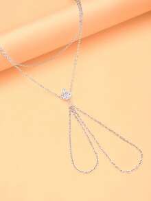 1pc Silver Star Connected Finger Bracelet For Women, New Versatile Summer High-End Rhinestone Bracelet Ring Integrated Jewelry - Silver - View 2