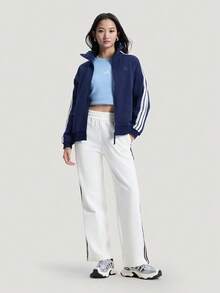 Adidas Women's FAV FT 3S JKT Sports Knit Collarless Jacket KS2816 - Blue - View 6