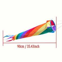9km 1pc 35.43 Inch Rainbow Rotating Turbine Wind Sock With Ball Bearing Swivel, Suitable For Flagpoles, Kite Tails, Outdoor Use - pelangi - View 2