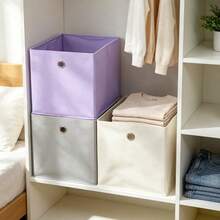 Cube Storage Bin With Oval Handle Non-Woven Foldable Large Capacity Closet Organizer For Clothes Bedding Toys - View 2