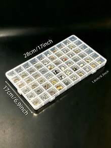 60格/1格透明塑料現代風附蓋收納盒，耐用多格收納整理盒，適用於珠寶、五金、手工材料，桌面長方形容器，安全密封設計，高品質珠寶盒、珠珠收納盒 - 彩色 - 查看 5