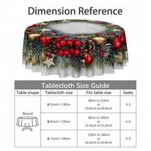1pc Christmas Ball Pine Branch Star Pattern Digital Print Tablecloth, Rectangular Durable Polyester Fabric, Suitable For Home Decor, Kitchen, Garden, Holiday Party, Wedding, Restaurant And Banquet Decoration - A - View 2