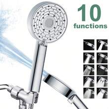 High Pressure Shower Head With Filter, Handheld Shower Head, Built-In Powerful Cleaning Function, Suitable For Bathroom Tiles, Pet Hotel And Home Bathroom Accessories - Silver - View 8