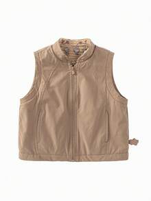 mini bala Unisex Baby Young Girl Warm Vest Thick Soft Loose Versatile Waistcoat For Inner & Outer Wear Autumn Winter - Camel - View 4