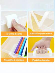 Large Capacity Transparent Plastic Folding Tool Organizer Box Waterproof Portable Storage With Handle For Home And Garage Tools Tool Organizer Storage Back To School Home Decor - Multicolor - View 5