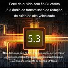 Versão 5.3 de Fones de Ouvido Sem Fio com Clipe de Orelha Aberta e Microfone Integrado, Fones de Ouvido Esportivos com Microfone Embutido, Gancho de Orelha e Estojo de Carregamento com Visor Digital, Caixa de Carregamento Sem Fio e Condução Óssea Leve - branco. - Visão 5