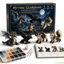 1 Box Fantasy Animal 3D Beaded Handmade Kit, Includes Dragon, Phoenix, Unicorn, Owl Beaded Designs, Contains Colorful Beads And Instructions, No Glue Needed, Adult DIY Creative Jewelry Making Set, Holiday Gift, Decorative Ornament - Multiple Styles - View 1
