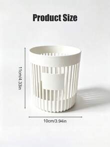 1pc Round Hollow Vertical Stripe Plastic Pen Holder, Minimalist Desktop Stationery Storage Organizer, Student Office Miscellaneous Items Storage Basket, Chopstick Holder, Back To School Essential - Multicolor - View 2