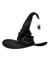Set 1/3 buah Topi Penyihir Halloween, Sarung Tangan Renda, Topeng Mata Kelelawar, Cocok untuk Cosplay, Pesta Kostum, dan Pesta. - Hitam - View 11