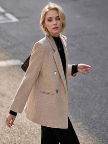 Thick Wool Blazer Jacket Women 2026 Autumn/Winter New Design Niche Elegant Wool Suit Top - Beige - View 4