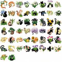 50PCS Cats And Plants Stickers Decals Stationery Guitar Bicycle Laptop Luggage Car Graffiti Sticker - Black - View 3