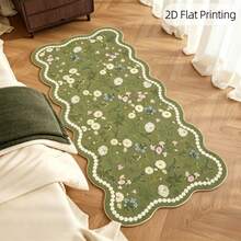 1pc Green Spring Wavy Edge Doormat, Floral Fresh Entrance Mat, Small Flower Entryway Carpet, Artistic Style Living Room Rug, Home Decor Carpet, Bedroom Elegant Artistic Floor Mat, Artistic Home Decor Rug - Multicolor - View 6