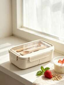 1 buah Kotak Bento dengan Peralatan Makan, Aman untuk Microwave dan Mesin Cuci Piring, Wadah Penyimpanan Makanan untuk Piknik, Berkemah, Pesta, Kantor, Sekolah - MultiWarna - View 4