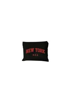 復古黑白條紋 NEW YORK 印花托特包套組，大容量主包附配套小化妝收納包，對比紅色字母美式復古風，耐用耐磨布料，手提設計，適合書籍、筆電、海灘用品、通勤、上學、旅行，適合學生、教師、上班族女性、旅行愛好者，開學季、教師節、生日、度假實用禮物，適合日常購物、海灘出遊、短途旅行 - 彩色 - 查看 13