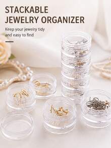2/3pcs 5-Layer Exquisite Stackable Jewelry Storage Box, Ring Necklace Earring Anti-Oxidation Jewelry Box, Multi-Layer Portable Transparent Storage Box - Multicolor - View 3