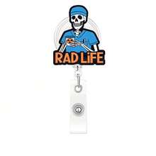 1PC Acrylic Skull Nurse Doctor Retractable Rotating Badge Holder Funny Badge Clip - Multicolor - View 3