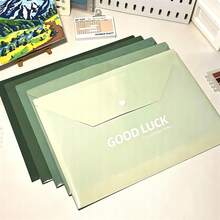 5pcs Gradient Green Thickened A4 Size Transparent Plastic Snap Closure Folders, Large Capacity, Suitable For Contracts, Office Supplies, Student Papers, Stationery, Document Management, Random Styles, Back To School Supplies, School Essentials - Sets - View 9