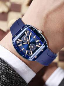 2pcs Men's Quartz Watch Mixed Combination Set, Business Casual Personalized Minimalist Dial With Barrel-Shaped Face, Suitable For Daily Wear, Decoration Or Various Holiday Gifts - Multicolor - View 6