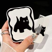 Cute Butterfly Makeup Mirror, Portable Folding Touch-Up Mirror, Mini Handheld Mirror Comb Combo - Multicolor - View 6