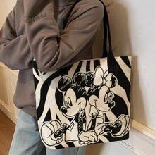 Disney Halloween Stitch Witch Tote Bag, Cartoon Skull Spider Web Large Canvas Shoulder Bag, Casual Shopping Handbag For Halloween Gift - Multicolor - View 5