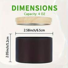 Kit DIY para Fazer Velas de 4oz, 6 Potes de Vela Vazios Pretos com Tampas de Grão de Madeira, Inclui 8 Suportes de Pavio, 11 Pavios e 20 Adesivos, Materiais Artesanais para Velas Perfumadas Feitas à Mão - A - Visão 3