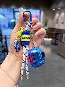 Creative Colorful Motorcycle Helmet Keychain Couple Style Bag Charm Stress Relief Motorcycle Helmet Phone Lanyard Car Key Chain Gift - Multicolor - View 16