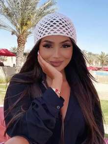 1pc Sequin Hollow Crochet Skull Cap, Breathable Knit Head Wrap, Bohemian Hair Cover For Women Holiday Beach Party Daily Wear - Large Diamond-shaped Sequins - View 11