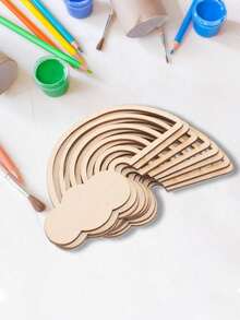 20pcs Unfinished Wooden Rainbow & Cloud Shape DIY Crafts - Versatile DIY Hanging Decor Suitable For Wedding, Valentine's Day, Easter, Christmas And Various Occasions - Unpainted Wooden Decorations For Holiday Celebrations And Home Decor - 20 Hollowed-out Rainbow Wooden Boards - View 3
