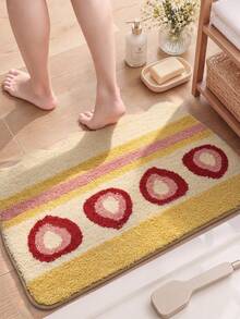 1pc Bathroom Floor Mat Carpet, Flocked Soft Touch, Cake Pattern, TPR Non-Slip Backing, Suitable For Kitchen, Outdoor, Indoor, Hallway, Bedroom, Living Room, Bedside, Machine Washable Easy To Clean, Autumn Bathroom Decor Rug - Multicolor - View 6