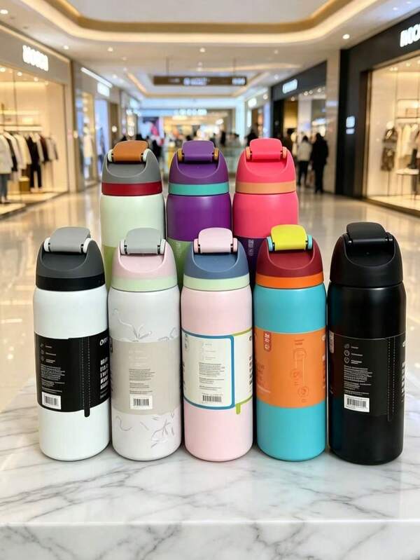 OWALALAWO 32oz Insulated Stainless Steel Water Bottle, Leak-Proof Sports Water Bottle With Dual-Function Spout, Flip Straw And Wide Mouth Design, Keeps Cold For 24 Hours, Suitable For Fitness, Travel And Daily Use