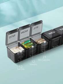 1/2pcs Portable 7-Day Large Capacity Pill Box, Long Tablet/Vitamin Storage Box, Compact Travel Pill Box, Suitable For Candy/Pill Storage, Thanksgiving, Easter, Back To School Supplies - View 4