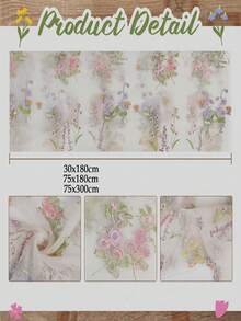 3件組 白色花卉桌旗 10英尺刺繡薄紗 春季野花桌旗 季節性夏季蝴蝶廚房餐廳紗飾 適用於嬰兒洗禮、婚禮派對、生日 (白色、粉色) - 三色堇花 - 查看 4