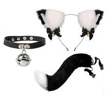 Cat Ears And Tail, Wolf Fox Ears Long Tail And Bell Lace Choker Set For Halloween, Animal Cosplay Party Costume - Multicolor - View 17