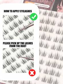 90 Clusters Of Glue Free False Eyelashes, Natural And Lightweight Cartoon Style Eyelash Clusters, Household Cartoon Eyelashes, Suitable For Beginners, Suitable For All Places, Eyelashes, False Eyelashes, Glue Free Eyelash Clusters - C - View 5