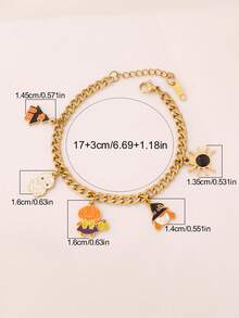1pc Stainless Steel Halloween Ghost Spider Bat Pendant Bracelet For Women Funny Mummy Pumpkin Chain Bracelets Jewelry Party Gift - Bracelet - View 7