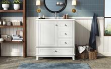 Bathroom Vanity Made Of Wood With Storage With Drawers Freestanding White - White - View 9