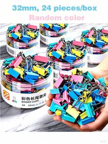 48個彩色文件夾夾（盒裝），適用於辦公用品，多種顏色、多種尺寸，回形針，創意帳簿夾，適用於家庭、學校和辦公室，是返校、萬聖節、感恩節、聖誕節和新年等節日的最佳禮物。 - 純色 - 查看 10